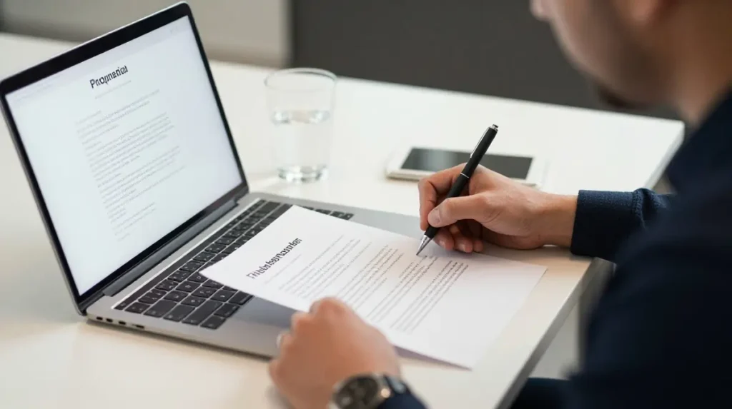 Best Freelance Jobs for Beginners in 2026: Skills, Earnings & Hiring Sites. 6 Freelancer writing a proposal to win the first freelance client