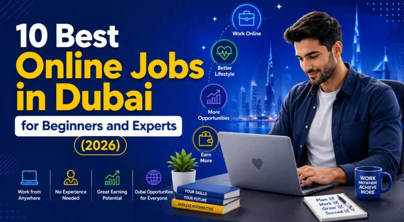 A professional working remotely on a laptop representing legitimate online jobs in Dubai.