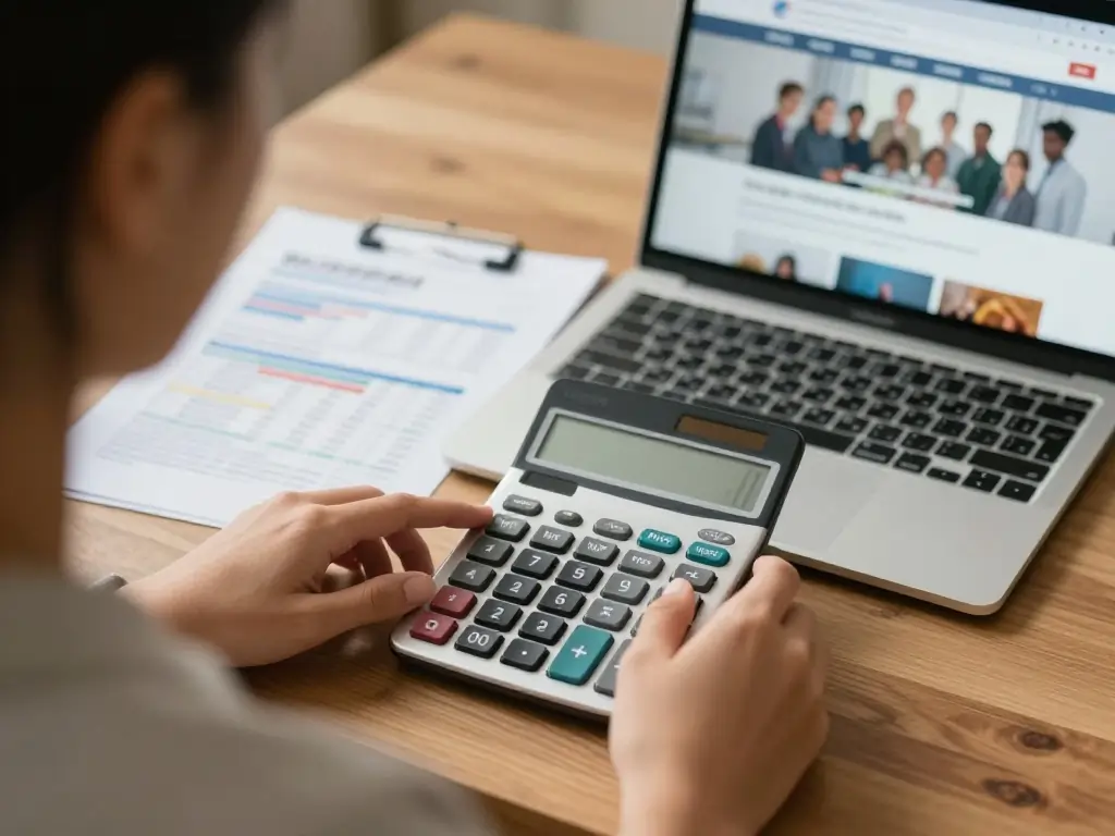 Best Online Bachelor Degree UAE: Complete 2026 Guide 5 A person calculating the tuition costs and fees for an online bachelor degree in the UAE.