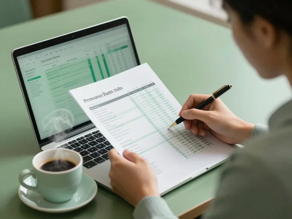 Minimalist Lifestyle Tips for a Joyful and Happy Life 4 Person reviewing finances on a laptop