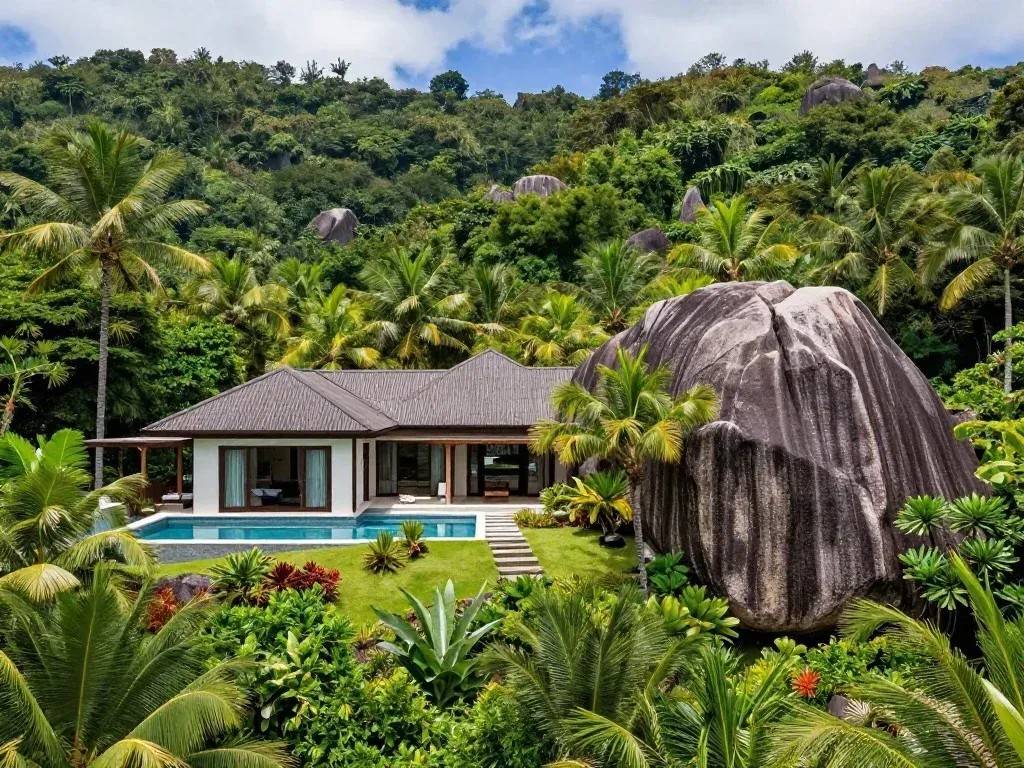7 Elite Luxury Travel Destinations 4 Luxury tropical resort nestled in the granite rocks of Seychelles