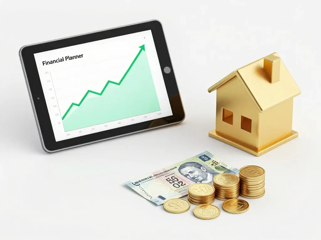 Best Retirement Plan in UAE: A Complete 2026 Guide 4 A diversified retirement investment portfolio showing stocks, real estate, and cash savings.