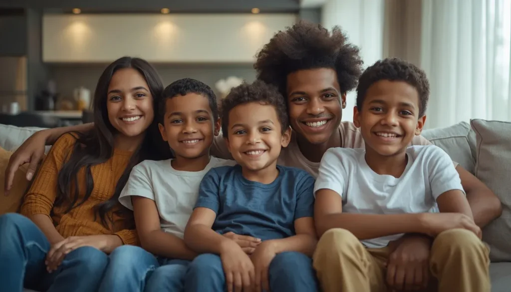 Best Health Insurance in UAE for Families, Expats & Visitors 4 A happy family in the UAE discussing family health insurance and maternity coverage benefits.